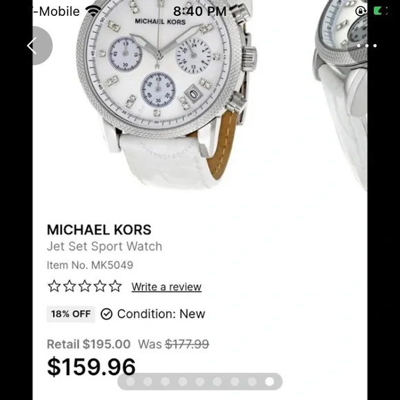 Michael Kors Jet Set Sports Mother of Pearl Dial Chrono Women's Watch EUC - Picture 10 of 10